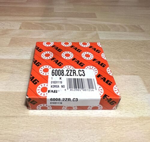 1x FAG 6008-2ZR-C3 Rillenkugellager 40x68x15 mm 6008 2Z ZZ C3 Kugellager