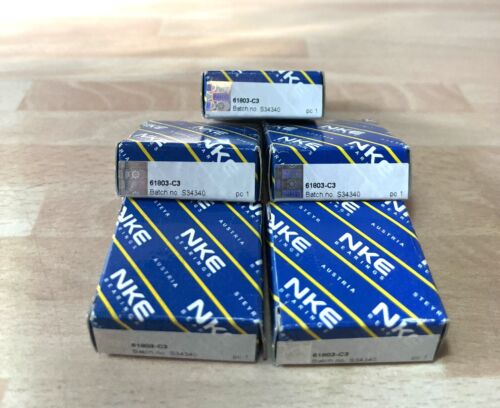 5x NKE 61803-C3 Rillenkugellager 17x26x5 mm 61803 6803C3 Kugellager