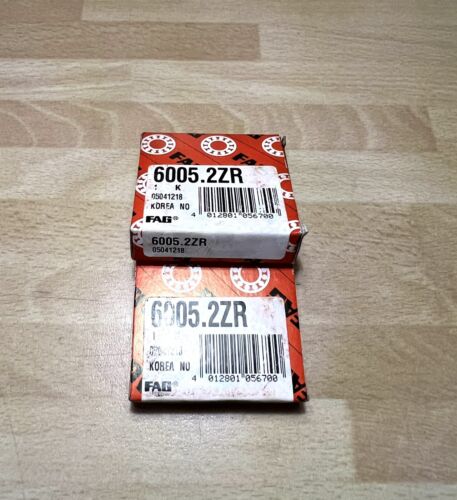 2x FAG 6005-2ZR Rillenkugellager 25x47x12 mm Kugellager 6005 2Z ZZ