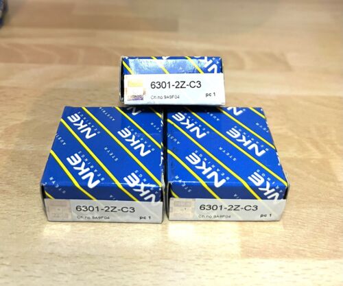 3x NKE 6301-2Z-C3 Rillenkugellager 12x37x12 mm 6301 2Z ZZ C3 Kugellager