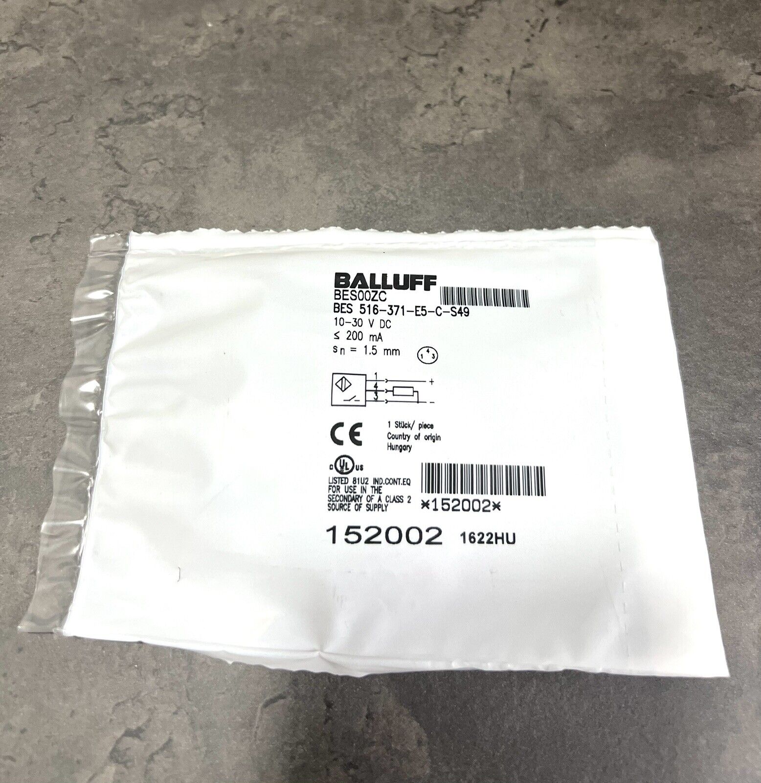 1x Balluff BES00ZC 152002 induktiver Näherungsschalter BES 516-371-E5-C-S49