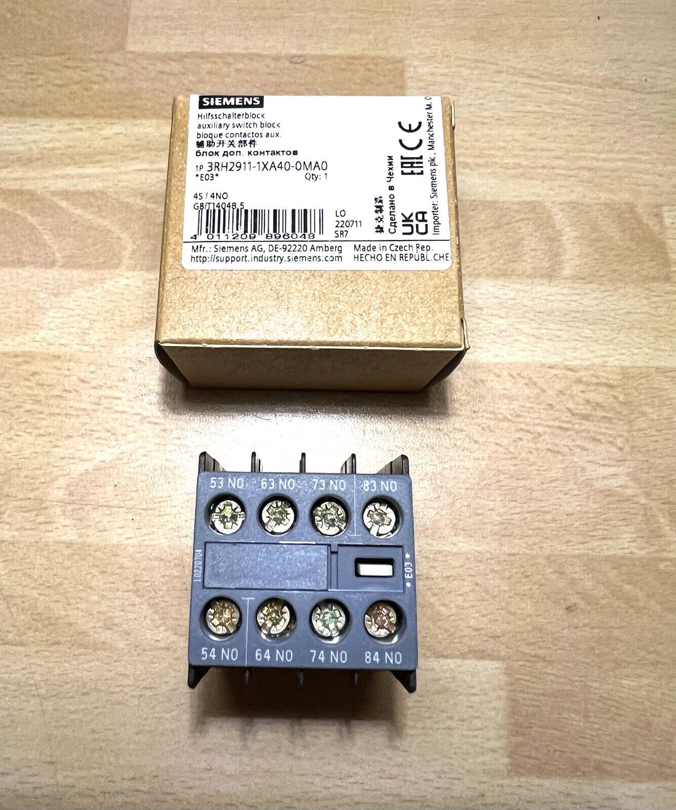 1x Siemens 3RH2911-1XA40-0MA0 Hilfschalterblock 3RH 2911 1XA40 0MA0