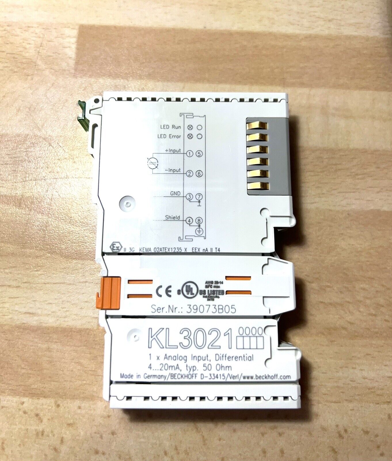 1x Beckhoff KL3021 KL 3021 Analogeingabe 1-fach 4-20mA typ. 50 Ohm Differential