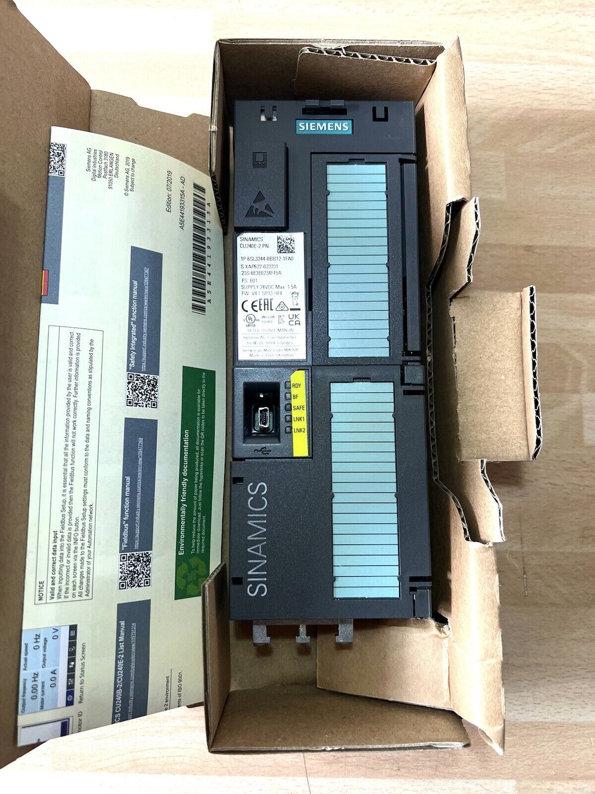 1x Siemens 6SL3244-0BB12-1FA0 Sinamics Control Unit CU240E-2 PN