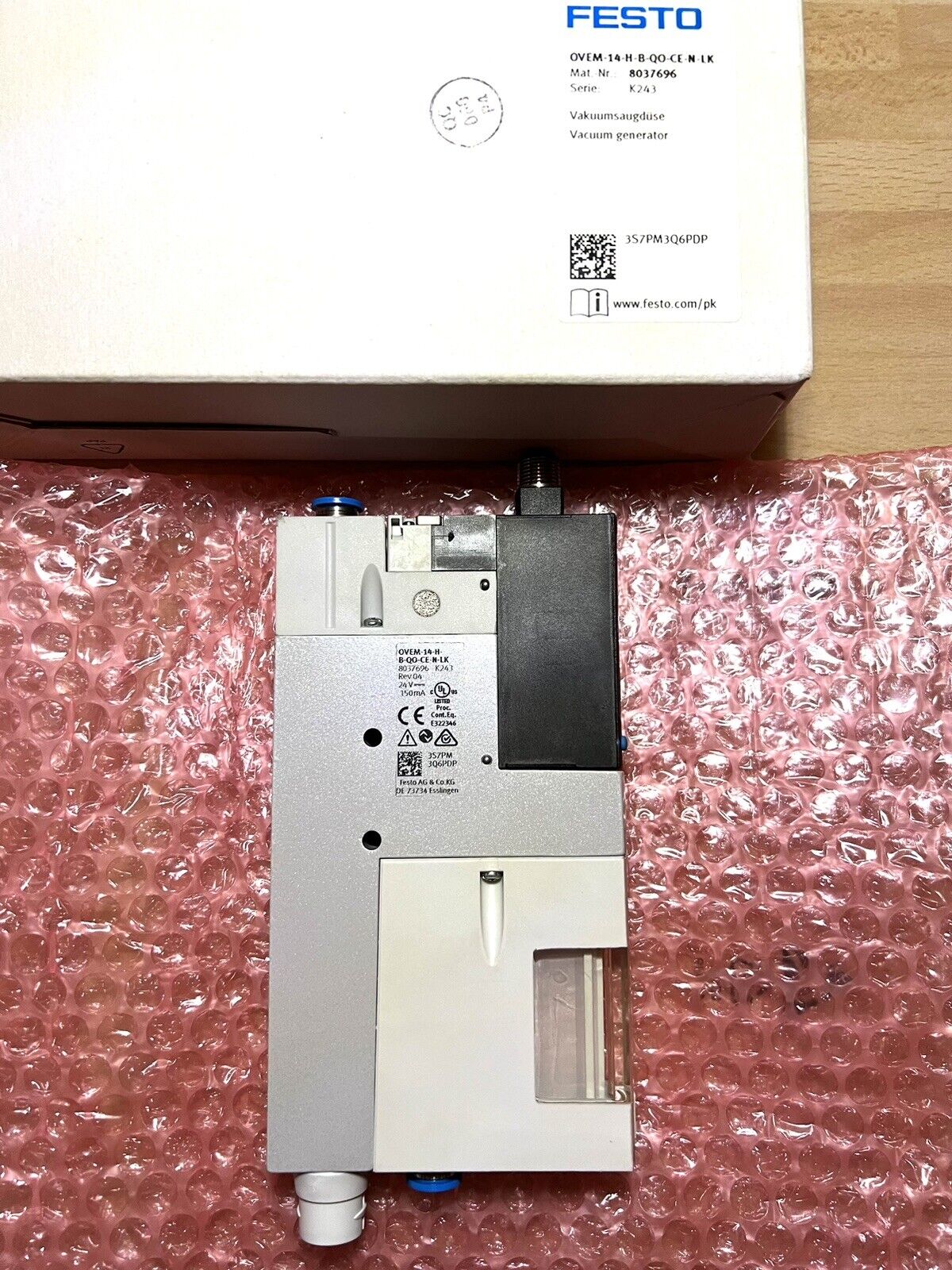 1x Festo 8037696 OVEM-14-H-B-QO-CE-N-LK Vakuumsaugdüse Vacuum generator